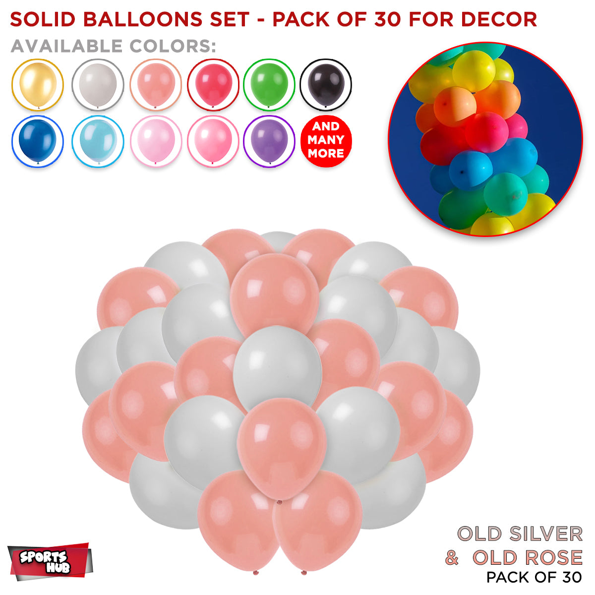 Solid Latex Balloons 30 Pcs