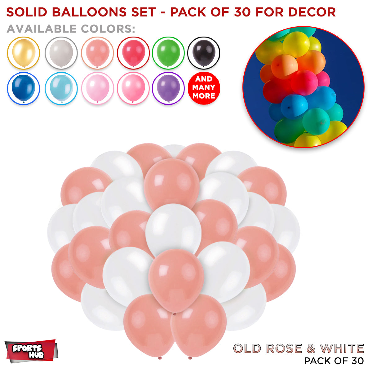 Solid Latex Balloons 30 Pcs