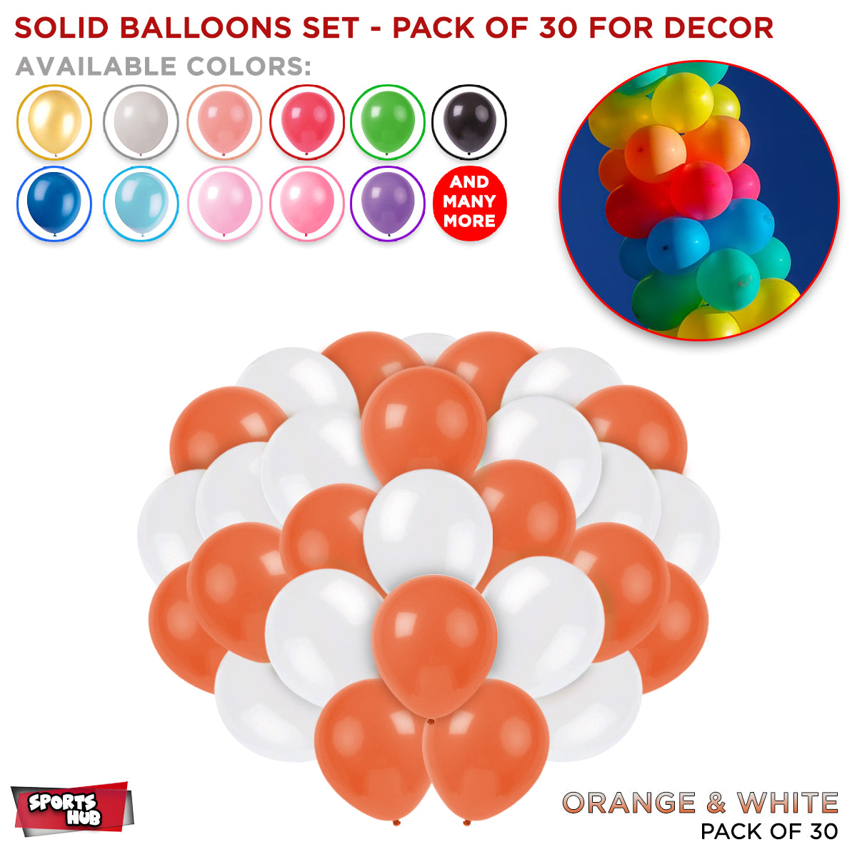 Solid Latex Balloons 30 Pcs