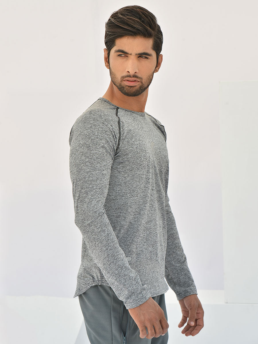Perform Ace - Full Sleeves - T-Shirt - 019 - Heather Grey