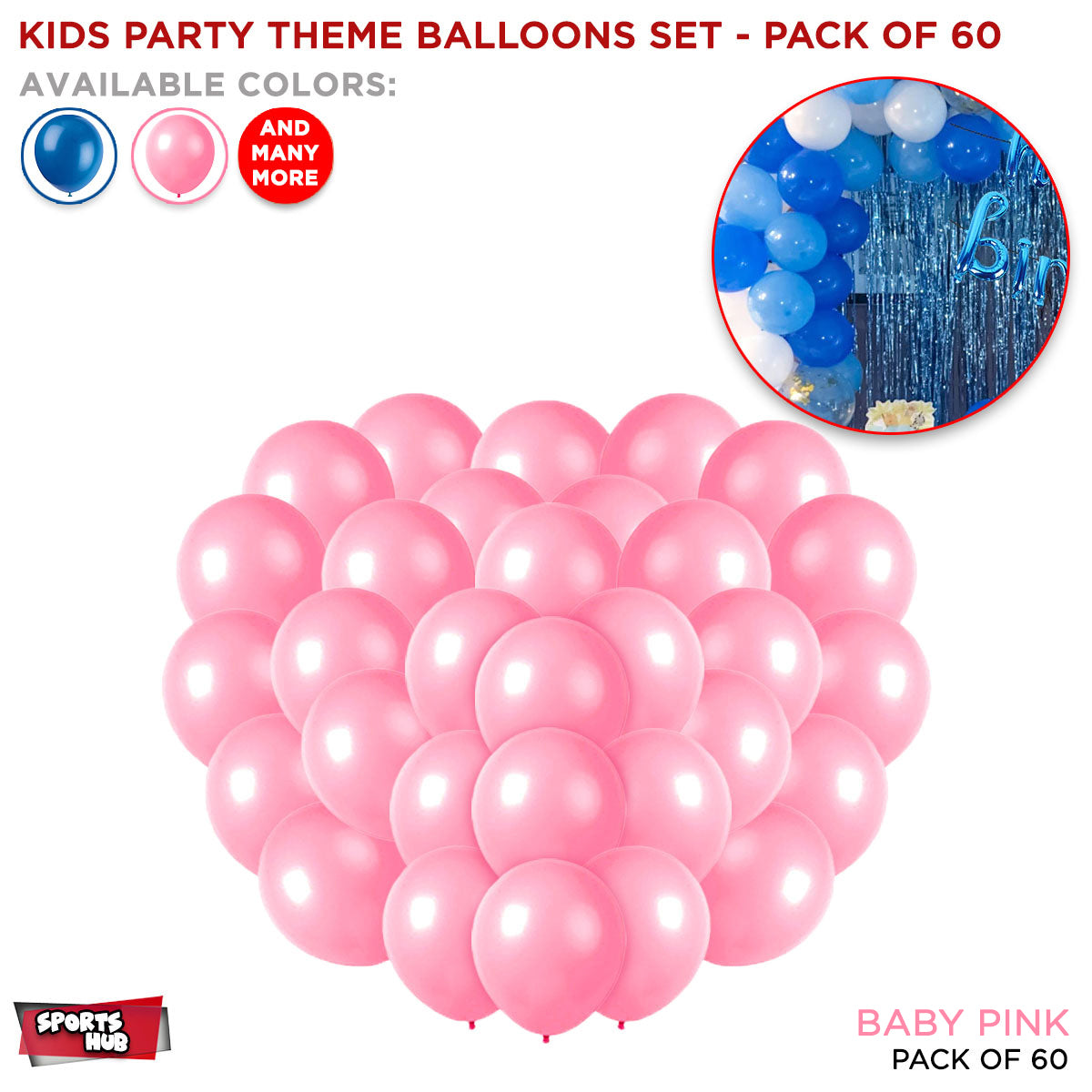 Solid Latex Balloons 60 Pcs