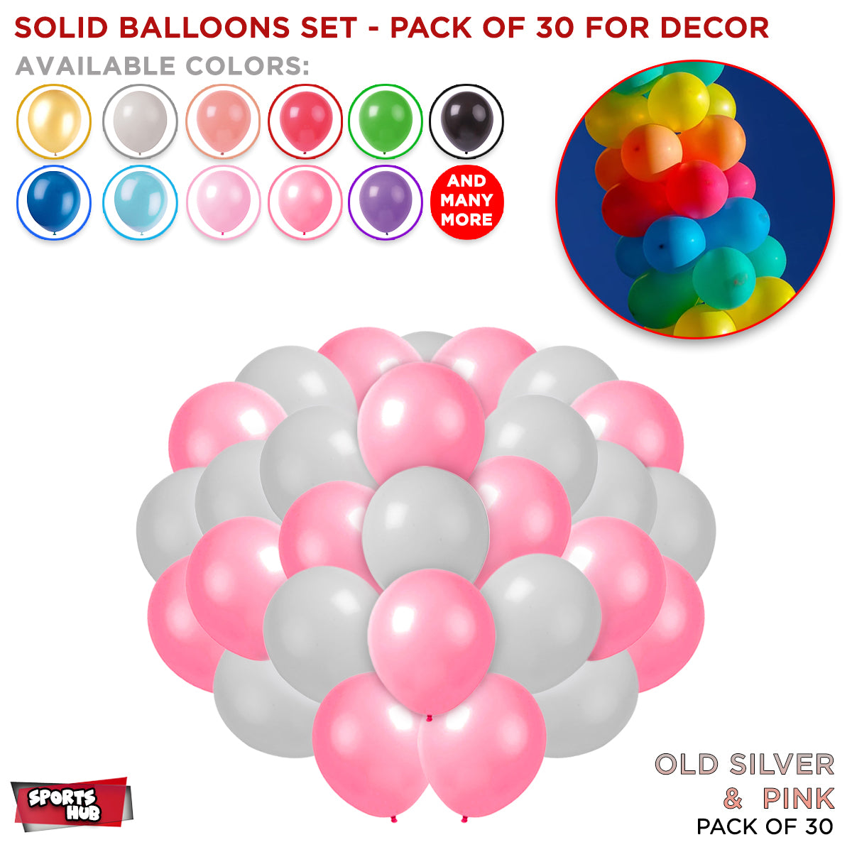 Solid Latex Balloons 30 Pcs