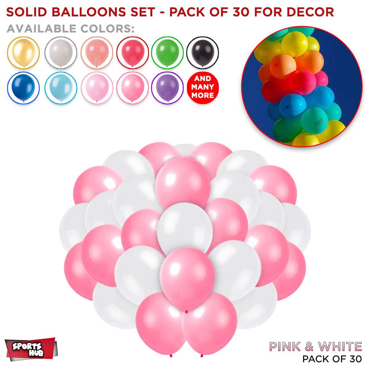 Solid Latex Balloons 30 Pcs