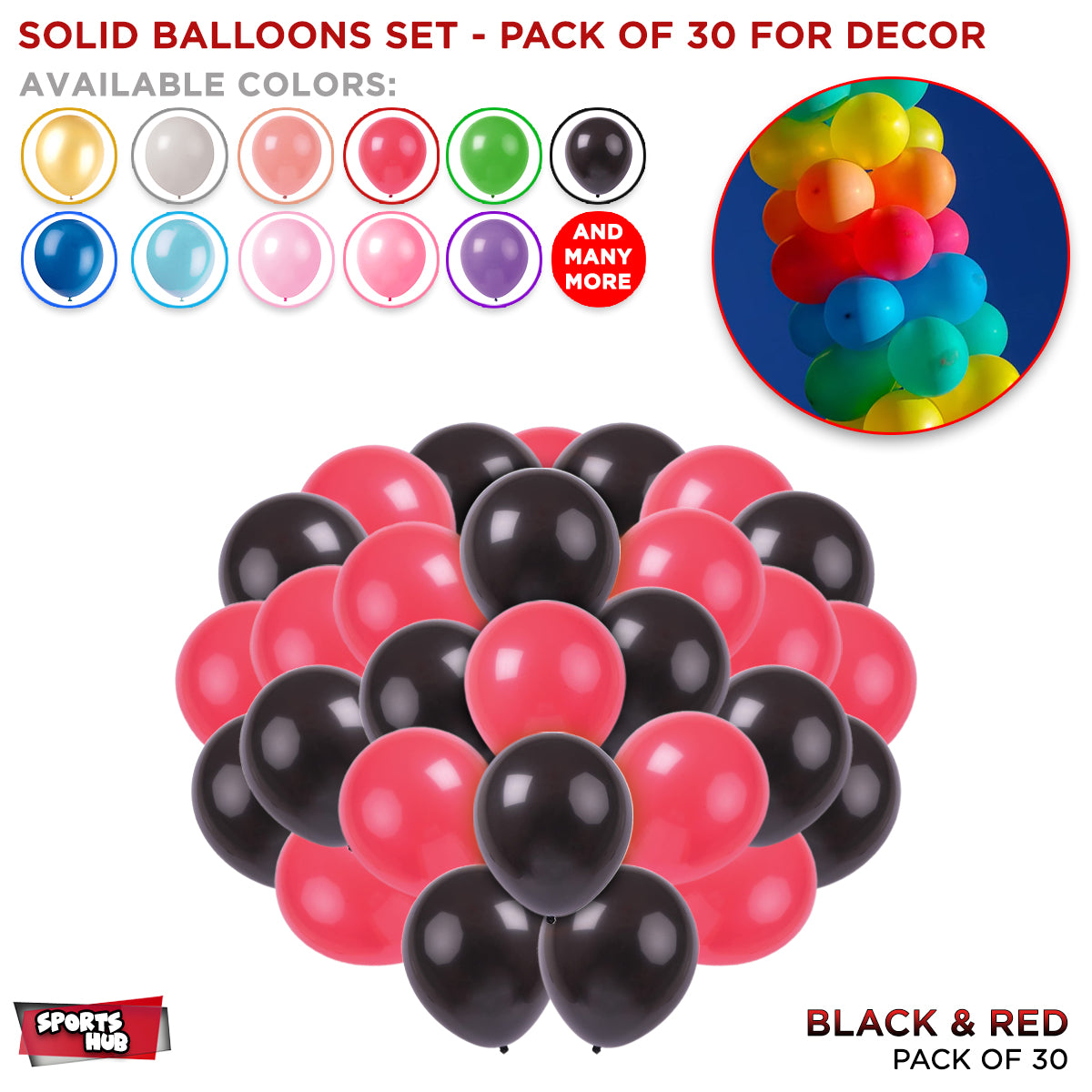 Solid Latex Balloons 30 Pcs