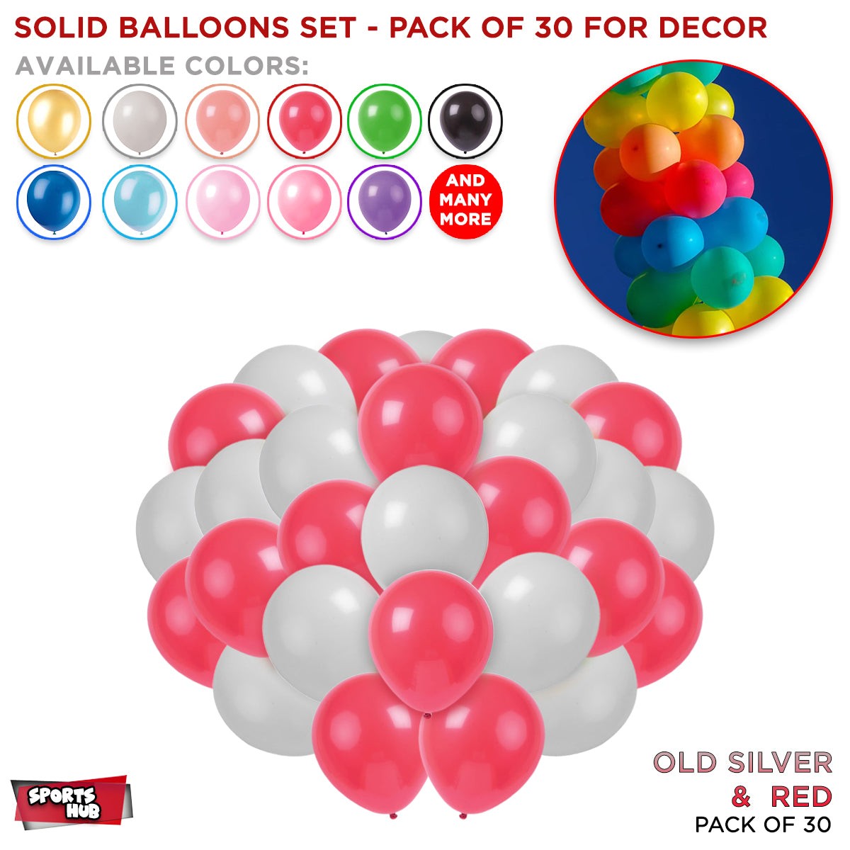 Solid Latex Balloons 30 Pcs