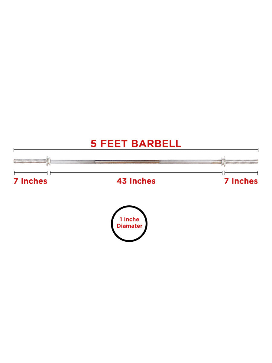 Solid Barbell Rod With Nut - 3ft / 6ft