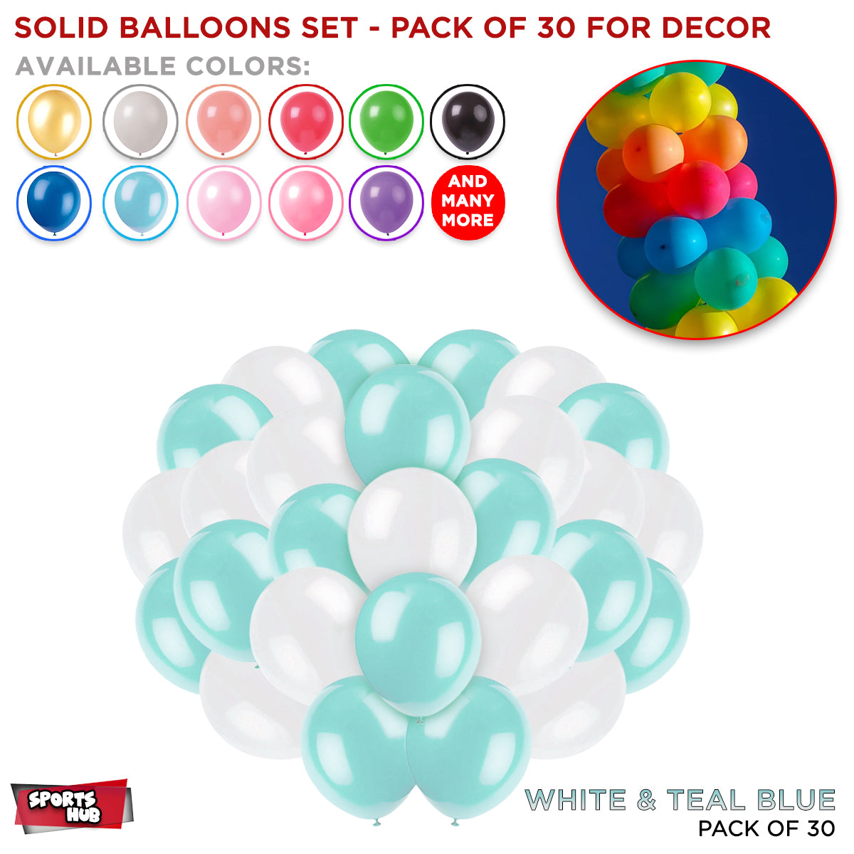 Solid Latex Balloons 30 Pcs