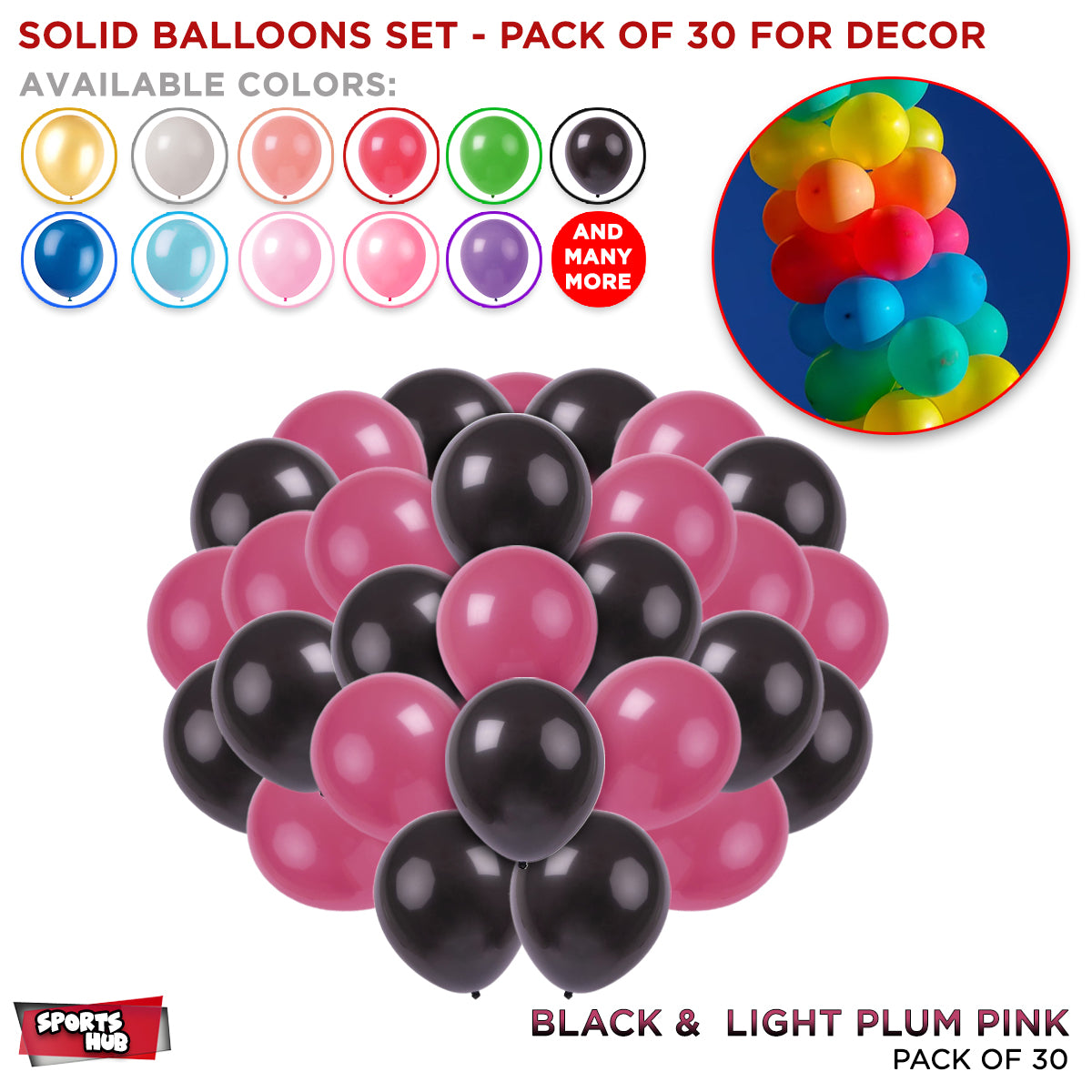 Solid Latex Balloons 30 Pcs