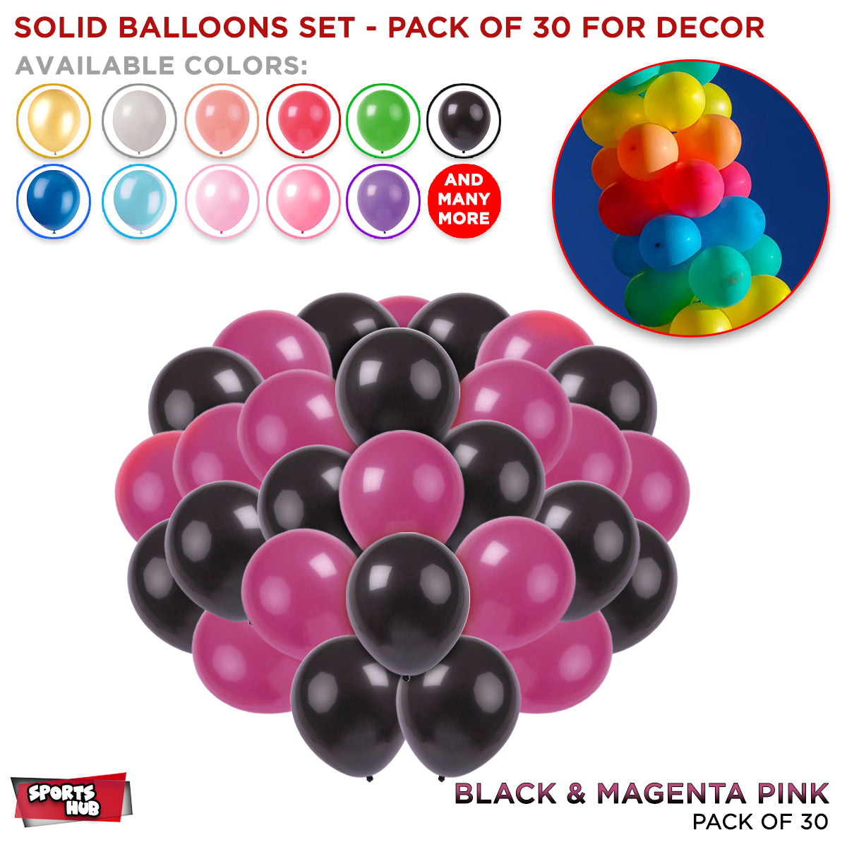 Solid Latex Balloons 30 Pcs